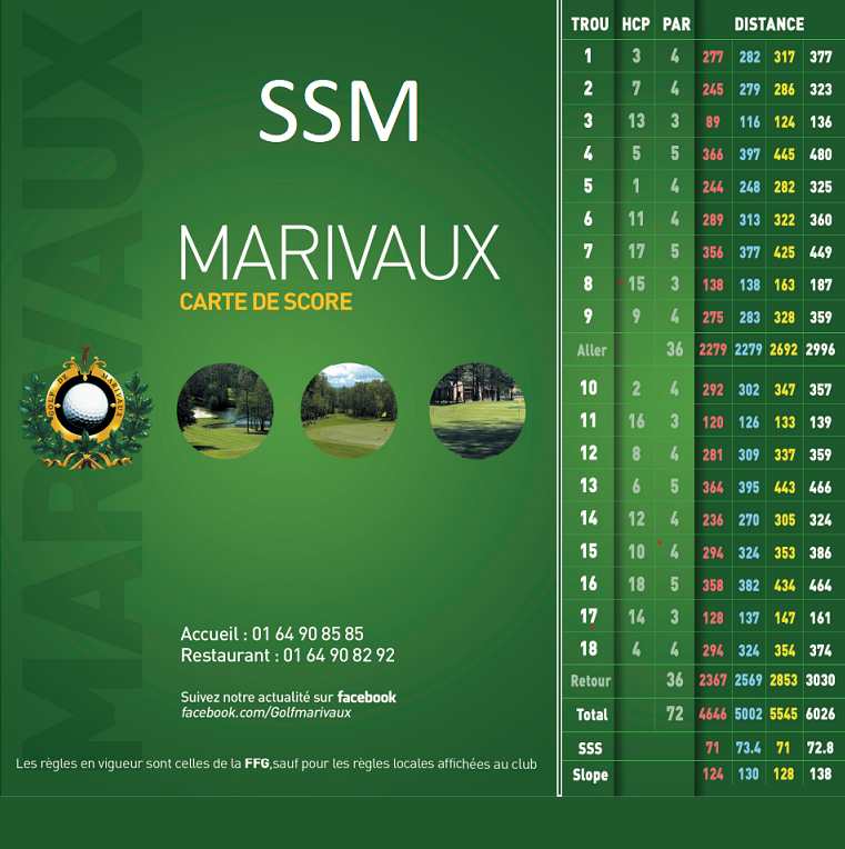 SSM – Stableford Simple de Marivaux ! Semaine et Week-end